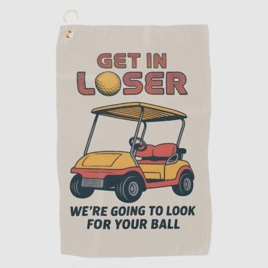 Kom binnen, loser vintage grappige golfkar golfend golfhanddoek (Voorkant)