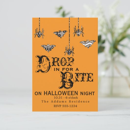 Kom binnen voor een hapje - Elegant Spider Invite Kaart (Staand voorkant)