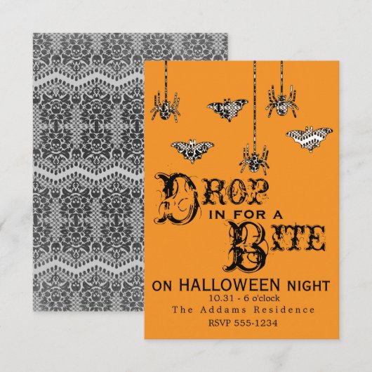 Kom binnen voor een hapje - Elegant Spider Invite Kaart (Voorkant / Achterkant)