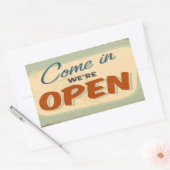 Kom binnen, we zijn open rechthoekige sticker (Envelop)