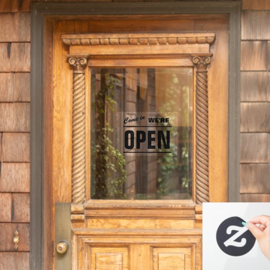 Kom binnen, we zijn open shop statisch transparant raamsticker (Huis Deur)