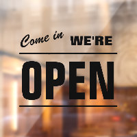 Kom binnen, we zijn open shop statisch transparant