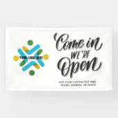 Kom binnen We're Open Voeg je aangepaste Logo toe Spandoek (Horizontaal)