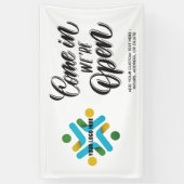 Kom binnen We're Open Voeg je aangepaste Logo toe Spandoek (Verticaal)