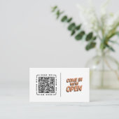 Kom binnen, wij zijn open | Aanpasbare QR-code en Visitekaartje (Staand voorkant)