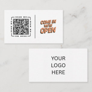 Kom binnen, wij zijn open Aanpasbare QR-code en Visitekaartje