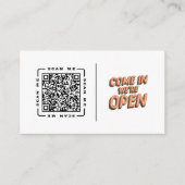 Kom binnen, wij zijn open | Aanpasbare QR-code en Visitekaartje (Voorkant)