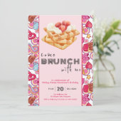 Kom Brunch Met Me roze verjaardagsuitnodiging Kaart (Staand voorkant)