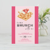 Kom Brunch With Me heldere roze uitnodiging (Staand voorkant)
