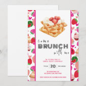 Kom Brunch With Me wit roze verjaardagsuitnodiging Kaart (Voorkant / Achterkant)