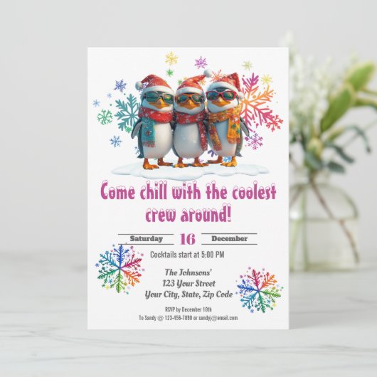 Kom chillen met de coolste bemanning rond Kerstmis Kaart (Staand voorkant)