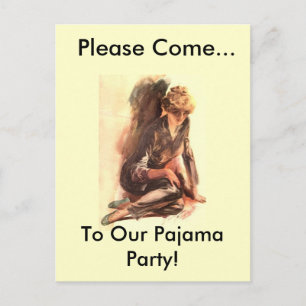 Kom dan naar ons pyjamafeest! uitnodiging briefkaart