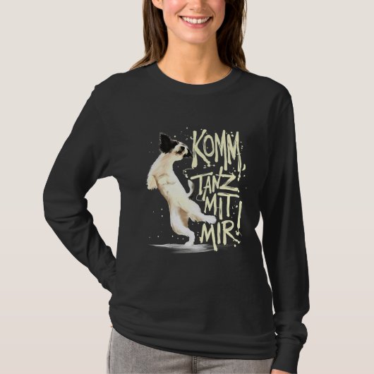 Kom dansen met mij Papillon hond T-shirt (Voorkant)