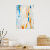 'Kom dichterbij' Blauwgroen en Oranje Abstracte ku Poster (Keuken)