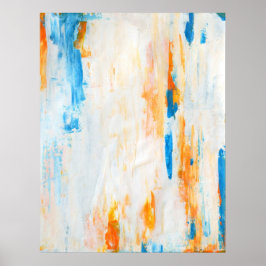 'Kom dichterbij' Blauwgroen en Oranje Abstracte ku Poster