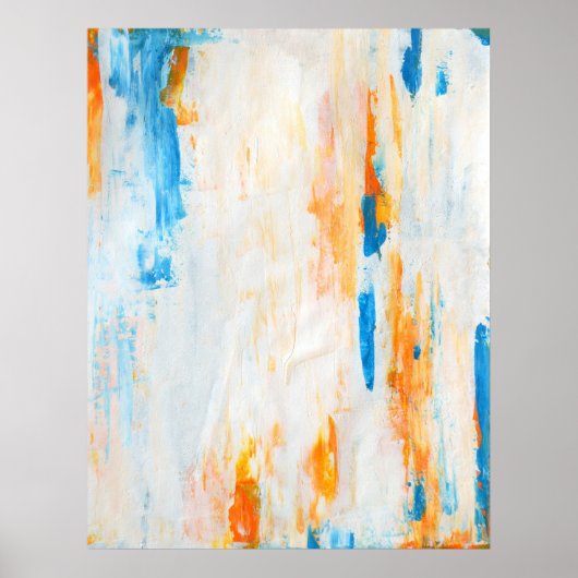 'Kom dichterbij' Blauwgroen en Oranje Abstracte ku Poster (Voorkant)