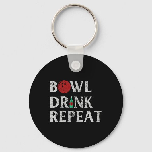 Kom Drink Herhaal Koel Bowling Spel Drink Liefhebb Sleutelhanger (Voorkant)