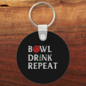 Kom Drink Herhaal Koel Bowling Spel Drink Liefhebb Sleutelhanger (Voorkant)