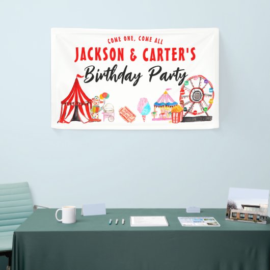 Kom een Alle Carnaval Circus Kinder Joint Birthday Spandoek (Beurs)