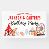 Kom een Alle Carnaval Circus Kinder Joint Birthday Spandoek (Horizontaal)