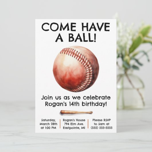 Kom een bal! Honkbal verjaardagsfeestje Kaart (Staand voorkant)