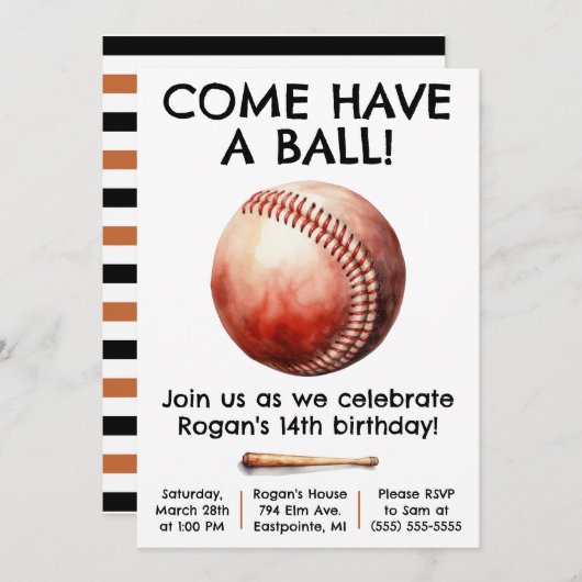 Kom een bal! Honkbal verjaardagsfeestje Kaart (Voorkant / Achterkant)