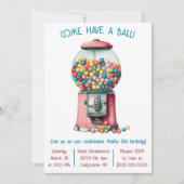 Kom een bal! Retro Bubble Gum Verjaardagsfeestje Kaart (Voorkant)