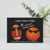 Kom een bal, sportverjaardag kaart (Staand voorkant)