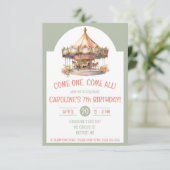 Kom één, kom allemaal! Circus Carrousel Verjaardag Kaart (Staand voorkant)