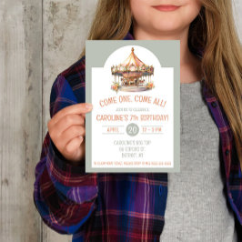 Kom één, kom allemaal! Circus Carrousel Verjaardag Kaart