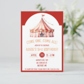 Kom één, kom allemaal! Circus Tent Verjaardagsfees Kaart (Staand voorkant)