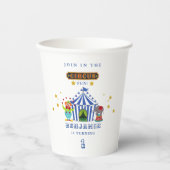 Kom één kom allemaal groot top circus 1e verjaarda papieren bekers (Voorkant)