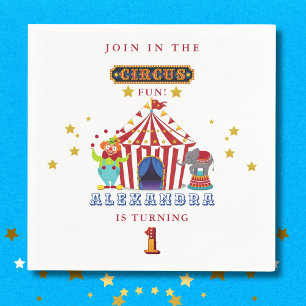 Kom één, kom allemaal Red Big Top Circus 1e verjaa Servet