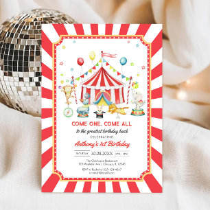 Kom Eén Kom Allen Circus Jongens Verjaardagsuitnod Kaart