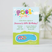 Kom een splash maken! Pool Party Birthday Party Kaart (Staand voorkant)