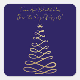 Kom en aanschouw Hem   Kerstmis vierkante stickers