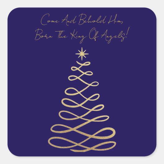 Kom en aanschouw Hem | Kerstmis vierkante stickers (Voorkant)