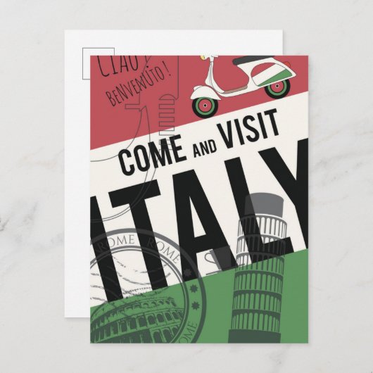 Kom en bezoek Italië Briefkaart (Voorkant / Achterkant)