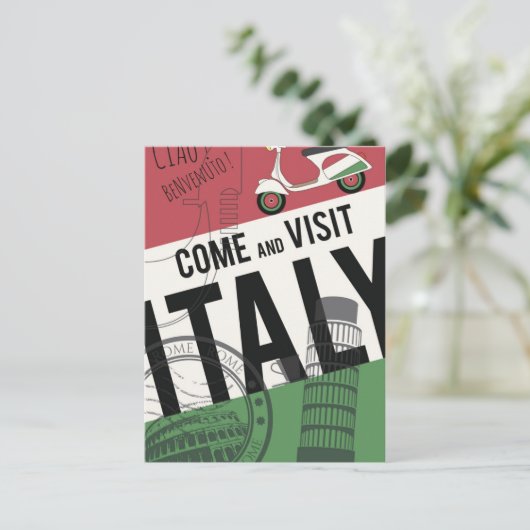 Kom en bezoek Italië Briefkaart (Staand voorkant)