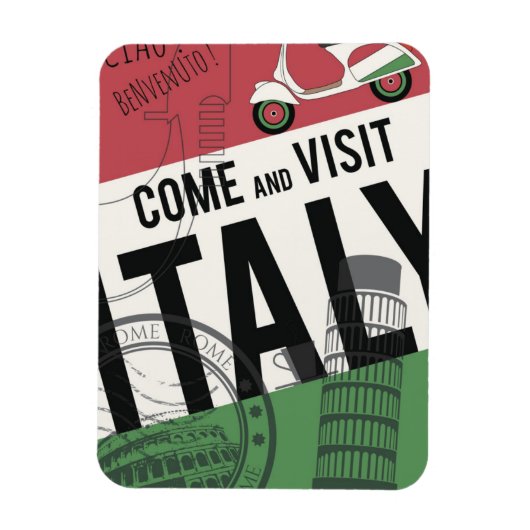Kom en bezoek Italië Magneet (Verticaal)