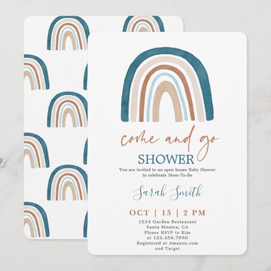 Kom en Ga Rainbow Baby shower jongen Kaart (Voorkant / Achterkant)