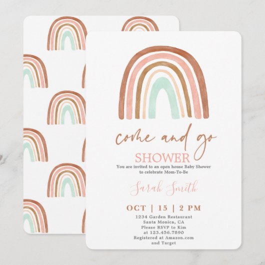 Kom en Ga Rainbow Baby shower meisje Kaart (Voorkant / Achterkant)