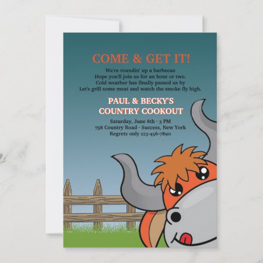 Kom en haal het BBQ-uitnodiging Kaart (Voorkant)