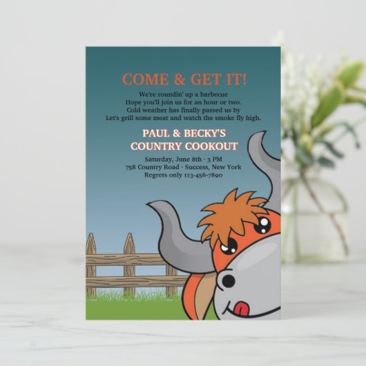 Kom en haal het BBQ-uitnodiging Kaart (Staand voorkant)