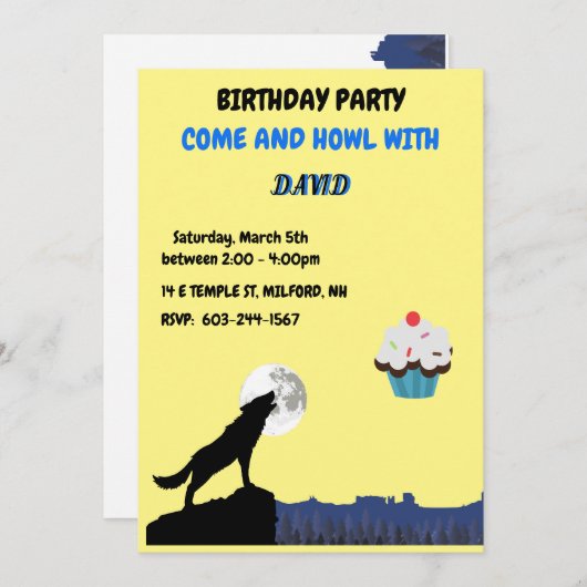 Kom en "HOWL" Wolf Birthday Uitnodiging (Voorkant / Achterkant)