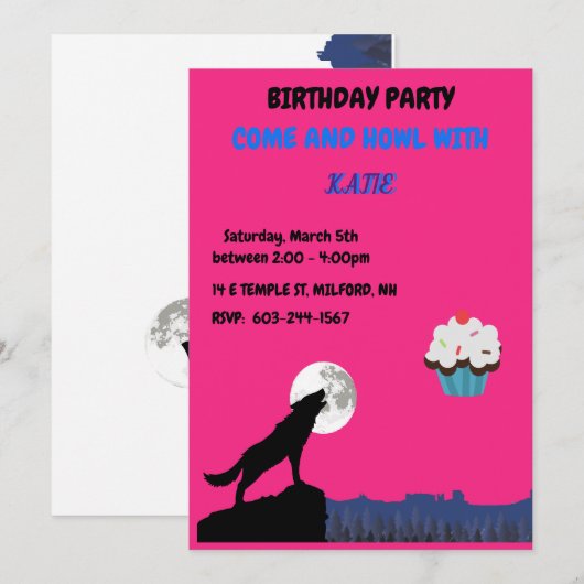 Kom en "HOWL" Wolf Birthday Uitnodiging (Voorkant / Achterkant)