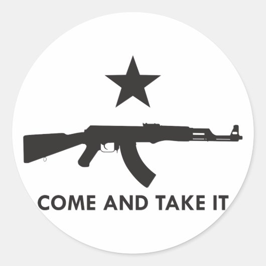 Kom en neem het! AK47 Ronde Sticker (Voorkant)