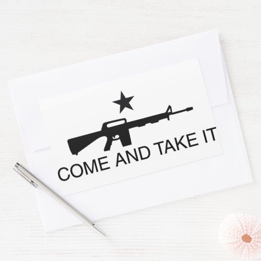 Kom en neem het Pistool Sticker (Envelop)
