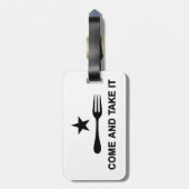 Kom en neem het vork bagagelabel (Achterkant verticaal)