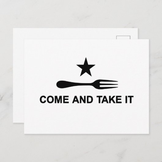 Kom en neem het vork briefkaart (Voorkant / Achterkant)